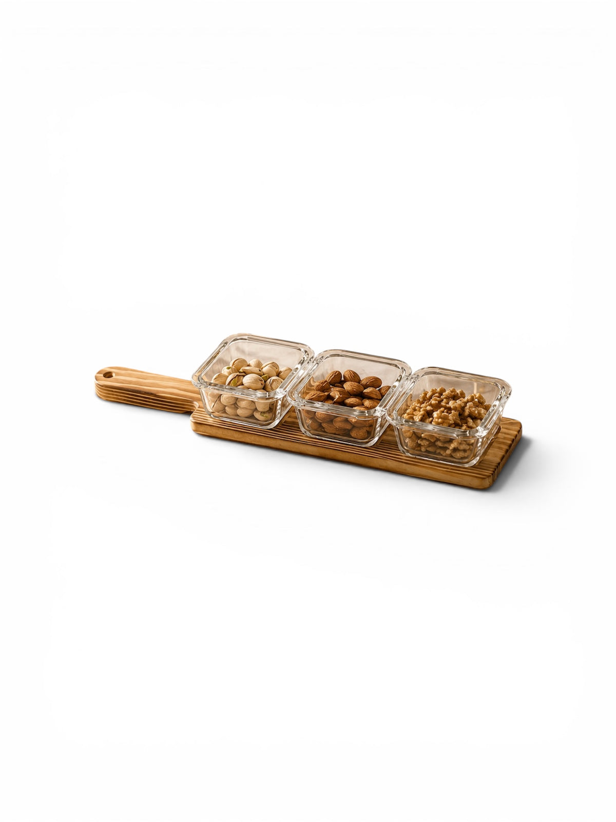 3 pcs Glass bowls with tray