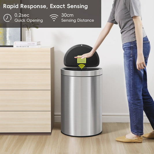 Mirage Semi-Round Motion Sensor Trash Can, 47 Liter