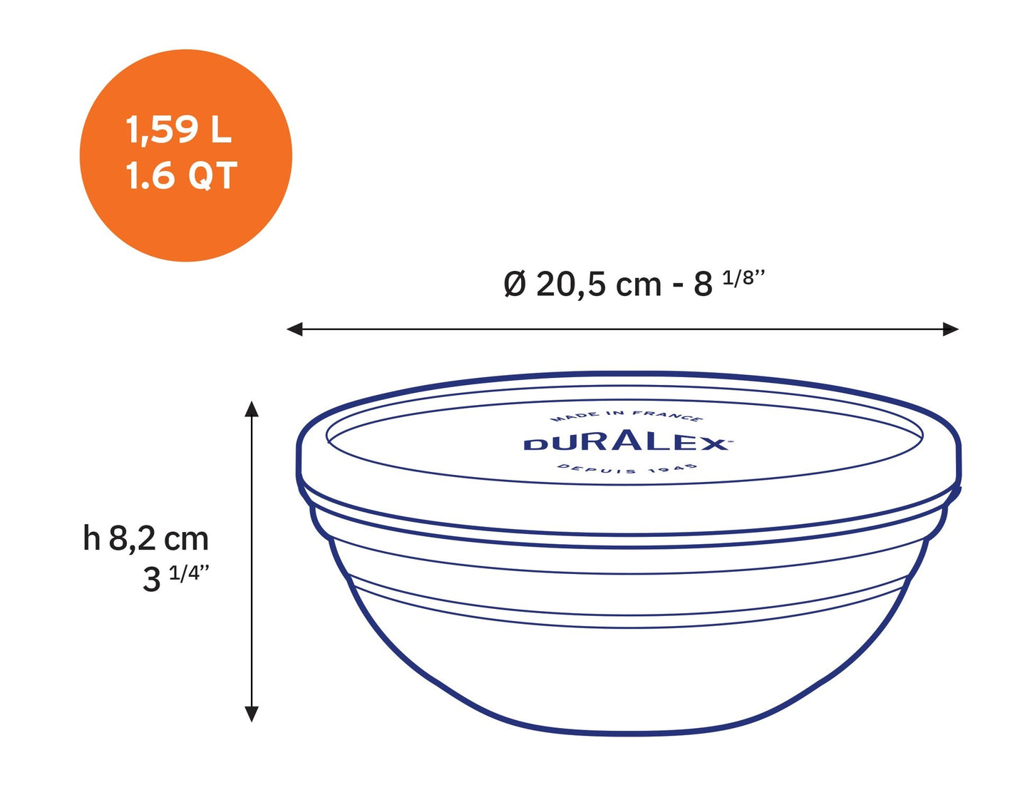 Duralex Round Storage Set - 3 Pieces ( 0.5, 1, 1.6 L) + Lids
