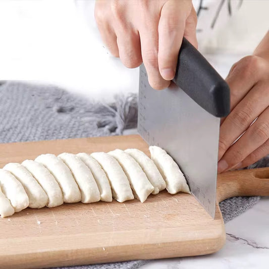 Stainless steel dough cutter with grip