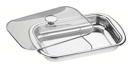 Tramontina Cosmos Stainless Steel Rectangular Baking dish With Glass Lid