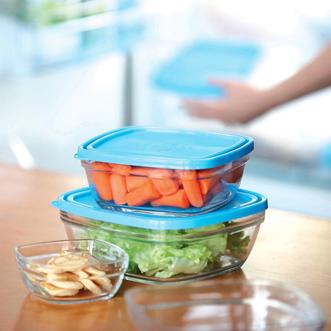 Duralex Square Storage Set - 3 Pieces ( 0.60, 1.15, 2 Litre) + Lids