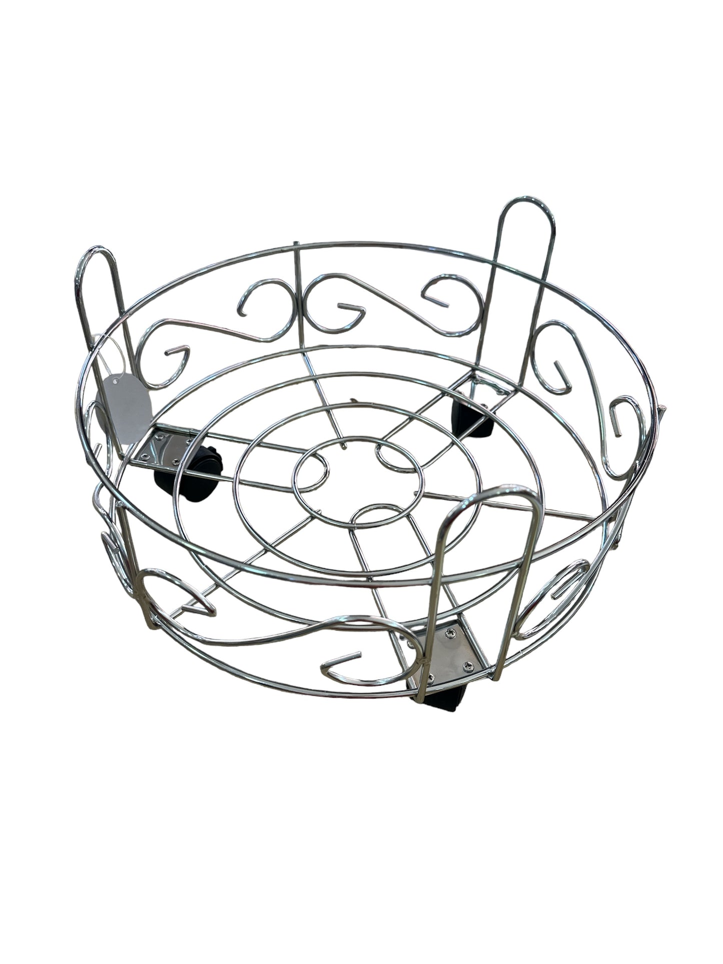 Chrome Round Flower Pot - Gaz Jar Stand with wheels