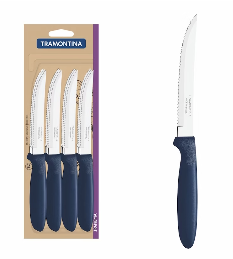 Tramontina Ipanema 12-Pieces Stainless Steel Plain-edge Steak Knife Set with Black Polypropylene Handles