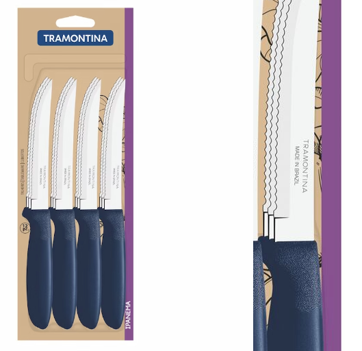 Tramontina Ipanema 12-Pieces Stainless Steel Plain-edge Steak Knife Set with Black Polypropylene Handles