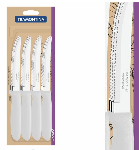 Tramontina Ipanema 12-Pieces Stainless Steel Plain-edge Steak Knife Set with Black Polypropylene Handles