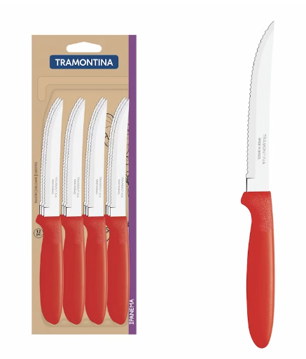 Tramontina Ipanema 12-Pieces Stainless Steel Plain-edge Steak Knife Set with Black Polypropylene Handles