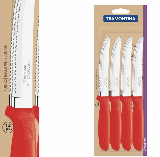 Tramontina Ipanema 12-Pieces Stainless Steel Plain-edge Steak Knife Set with Black Polypropylene Handles