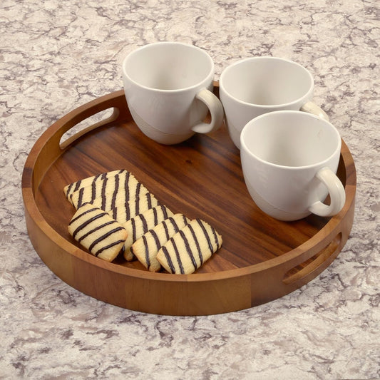 Large Round Wood Tray 45cm