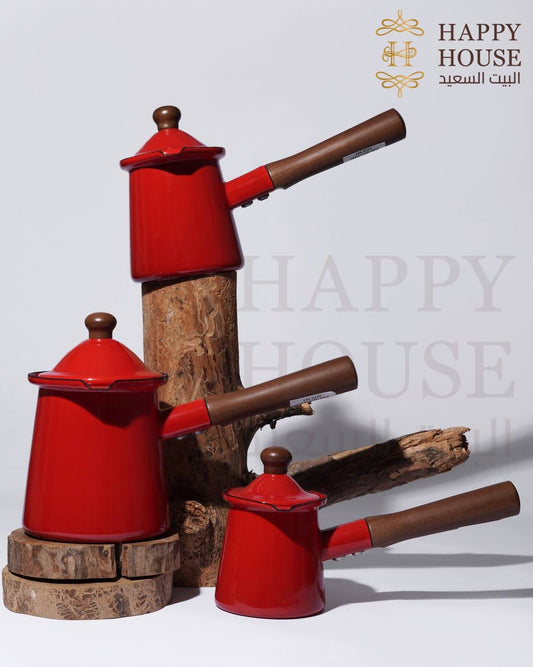 Enamel coffee warmers ( Wooden handle )