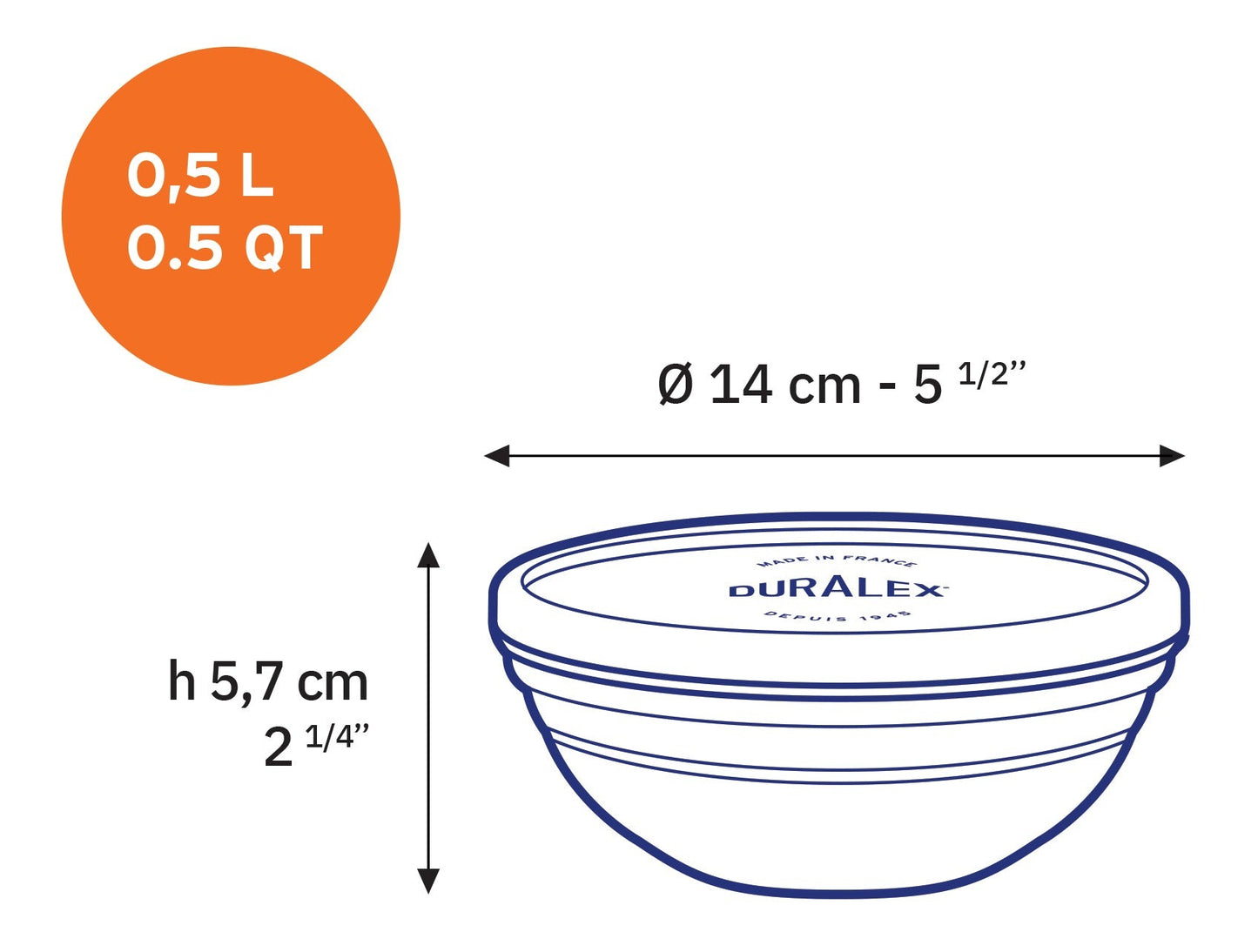 Duralex Round Storage Set - 3 Pieces ( 0.5, 1, 1.6 L) + Lids