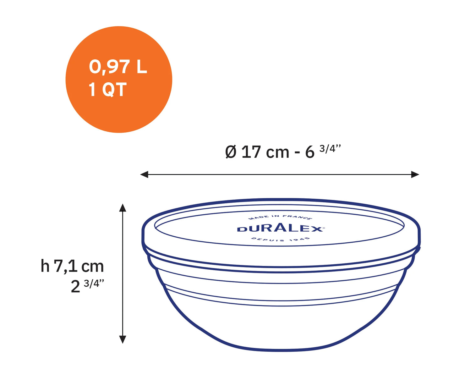 Duralex Round Storage Set - 3 Pieces ( 0.5, 1, 1.6 L) + Lids