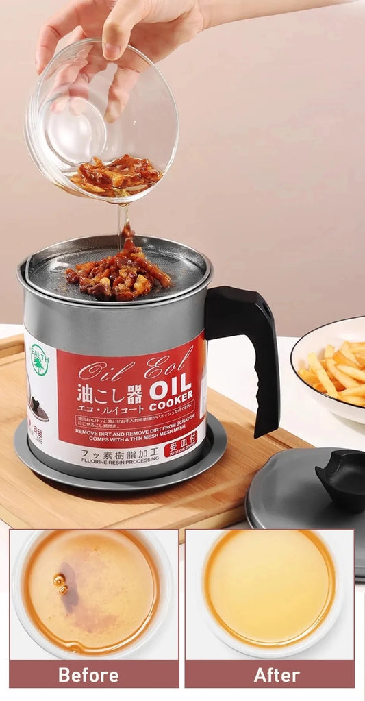 Steel Oil Filter Pot Kitchen Isolate Impurities Storage Oil Tank Large Capacity Storage Jug Cooking Tools