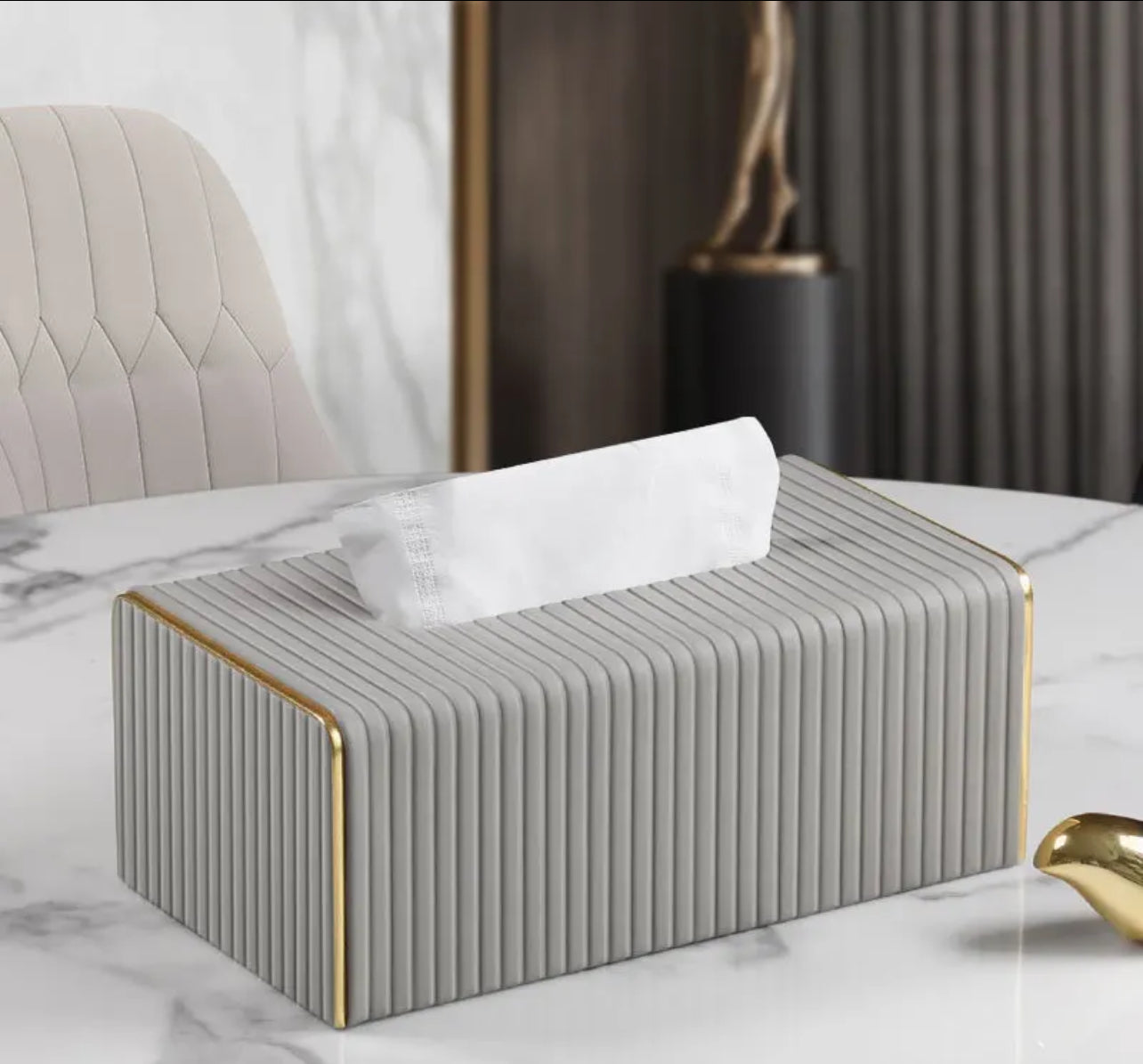 Leather wood luxury tissue box