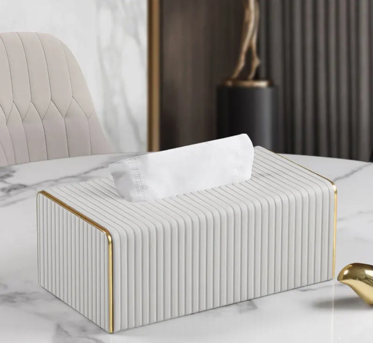 Leather wood luxury tissue box
