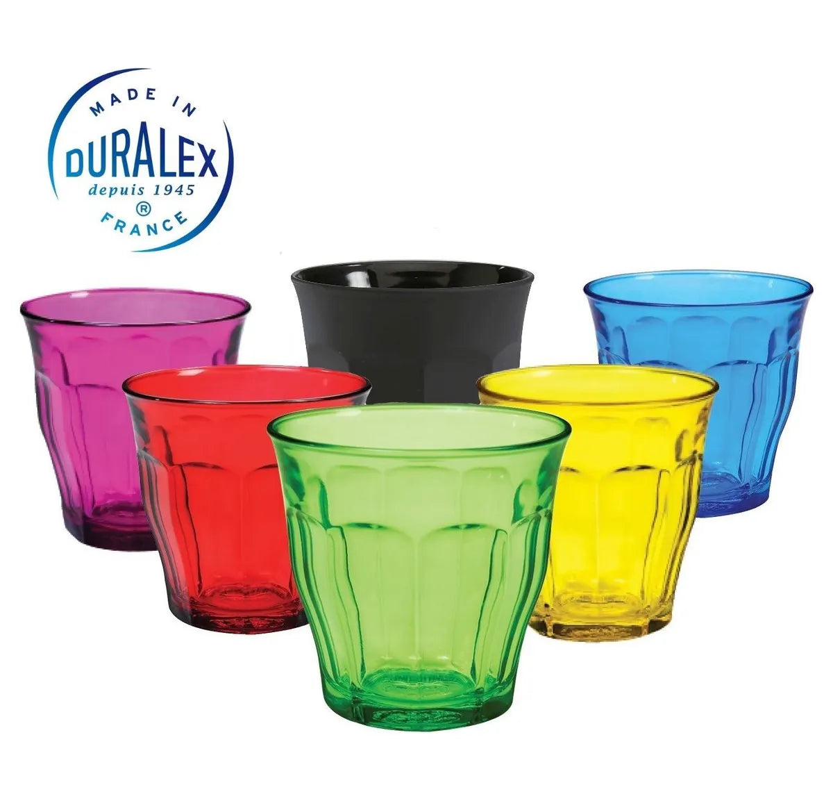 Duralex picardie tumbler mixed colors set of 6 pcs - 25cl