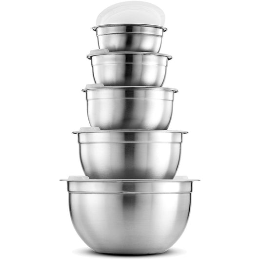 Stainless Steel mixing / Salad Bowl with lid - set of 5 pcs