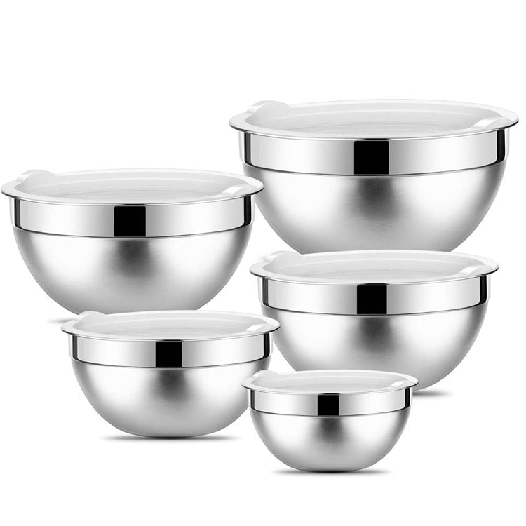 Stainless Steel mixing / Salad Bowl with lid - set of 5 pcs