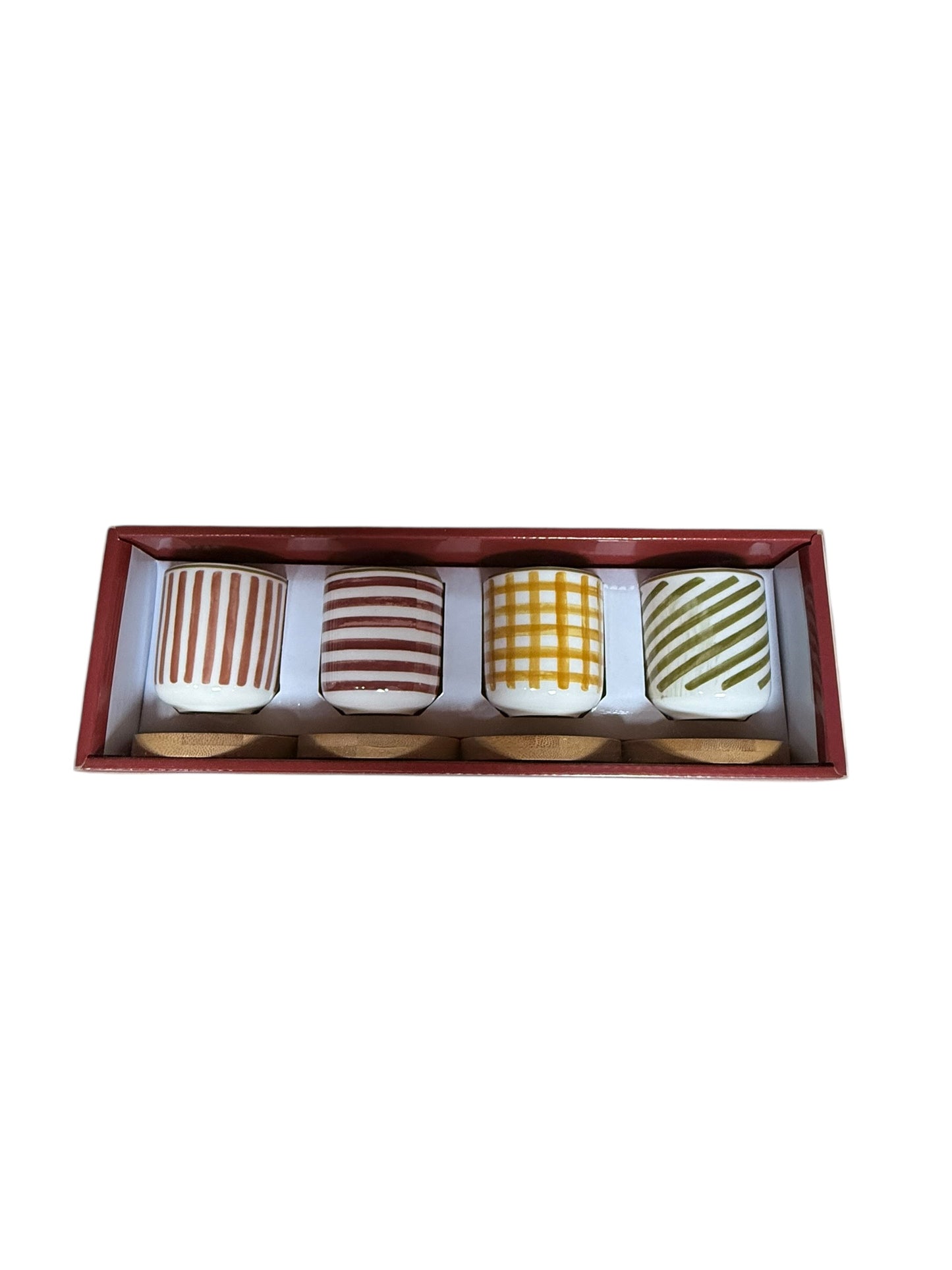 Espresso cups with wooden plates 4 pcs set