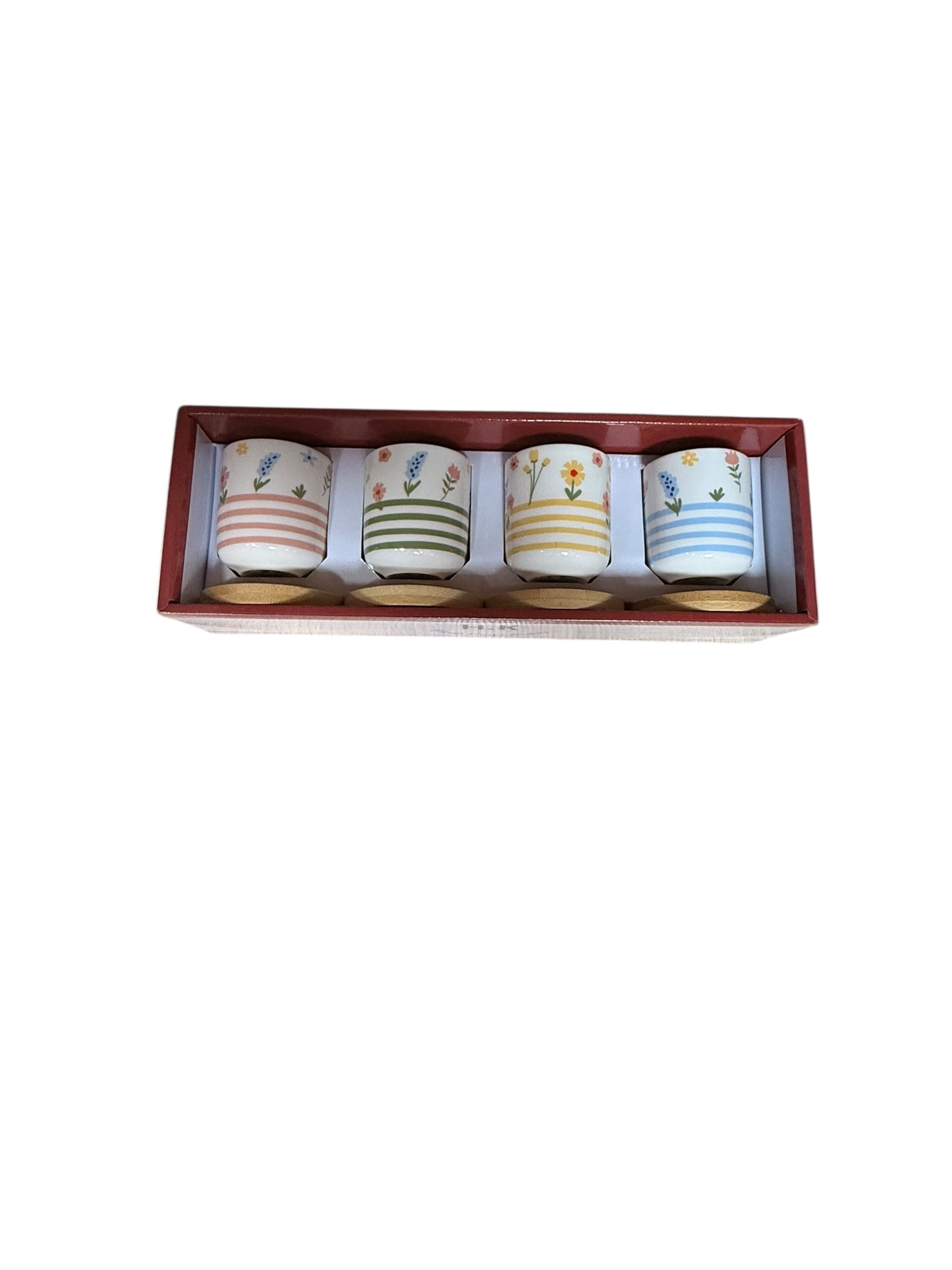 Espresso cups with wooden plates 4 pcs set