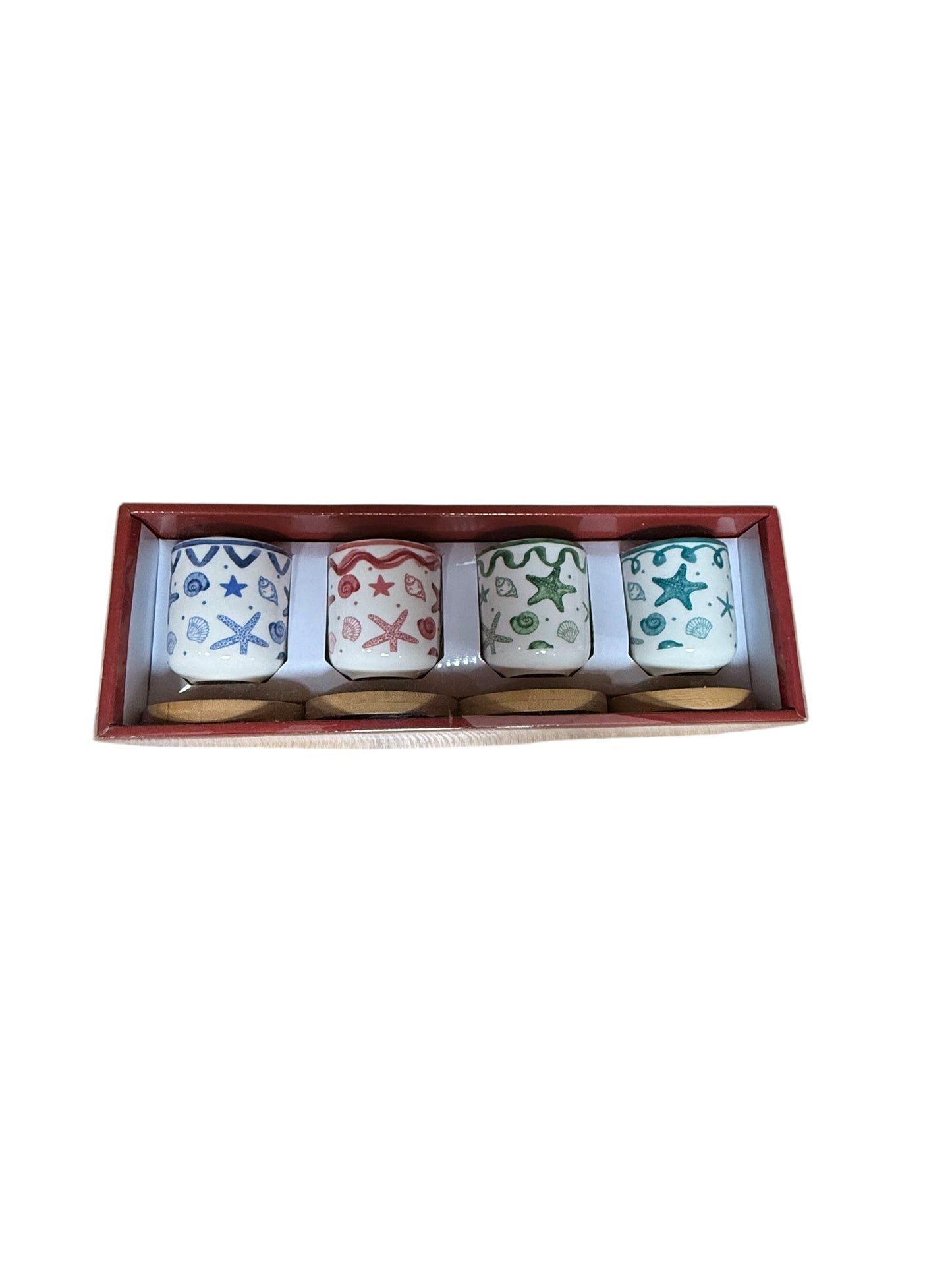 Espresso cups with wooden plates 4 pcs set