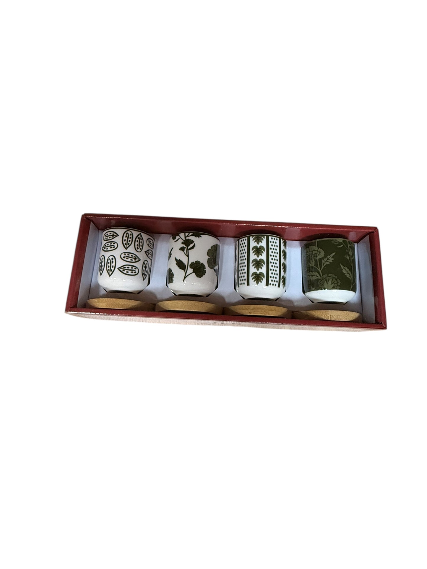 Espresso cups with wooden plates 4 pcs set