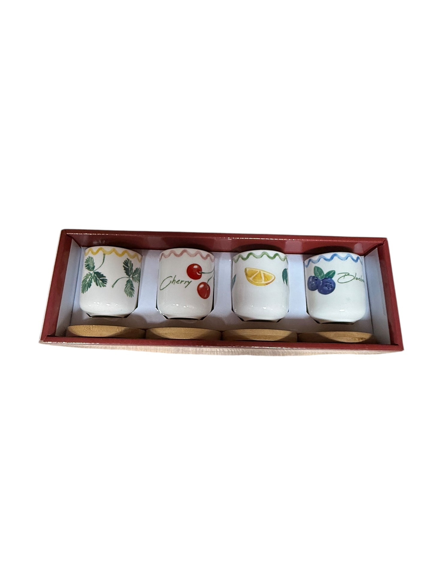Espresso cups with wooden plates 4 pcs set