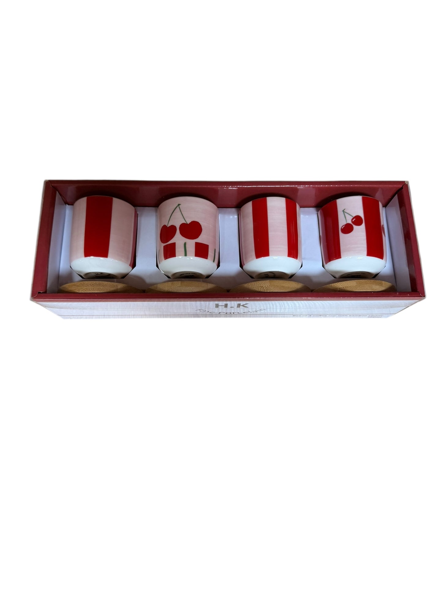 Espresso cups with wooden plates 4 pcs set