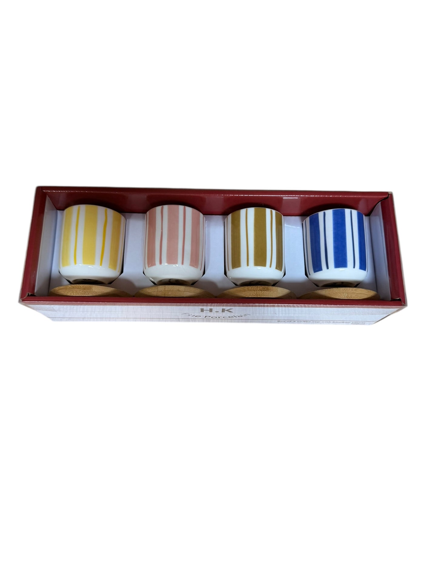 Espresso cups with wooden plates 4 pcs set