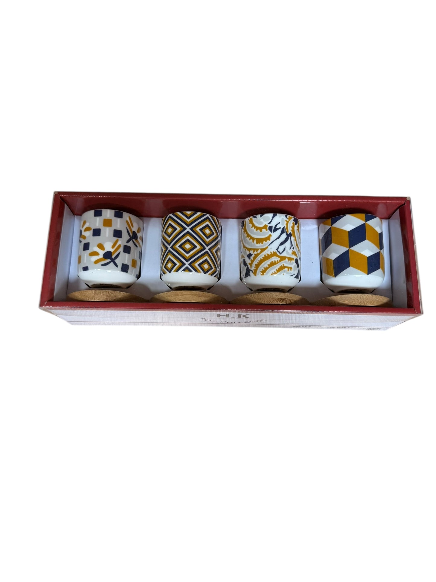 Espresso cups with wooden plates 4 pcs set