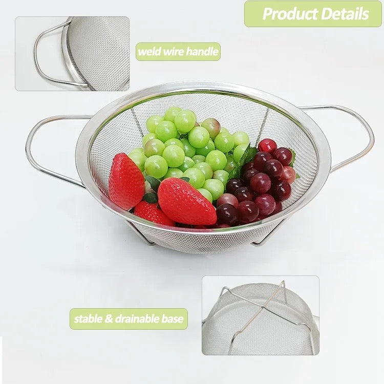 Professionnel Kitchen Stainless Steel Perforated Colander Strainer