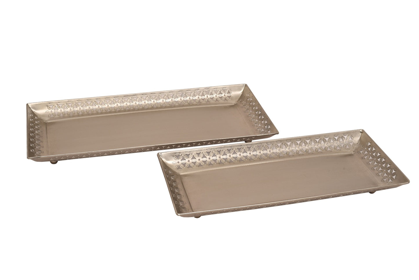 Iron cu Rectangular tray brass nickel finish