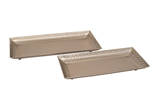 Iron cu Rectangular tray brass nickel finish
