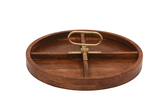 Wooden Round tray Large 4 Compartments