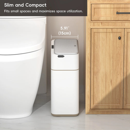 Bono Sensor Bathroom Trash Can with Lid - 8L-White