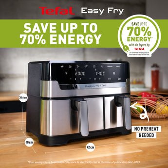 TEFAL Dual Easy Fry & Grill Air Fryer 8.3 L Stainless Steel