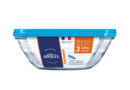 Duralex Round Storage Set - 3 Pieces ( 0.5, 1, 1.6 L) + Lids